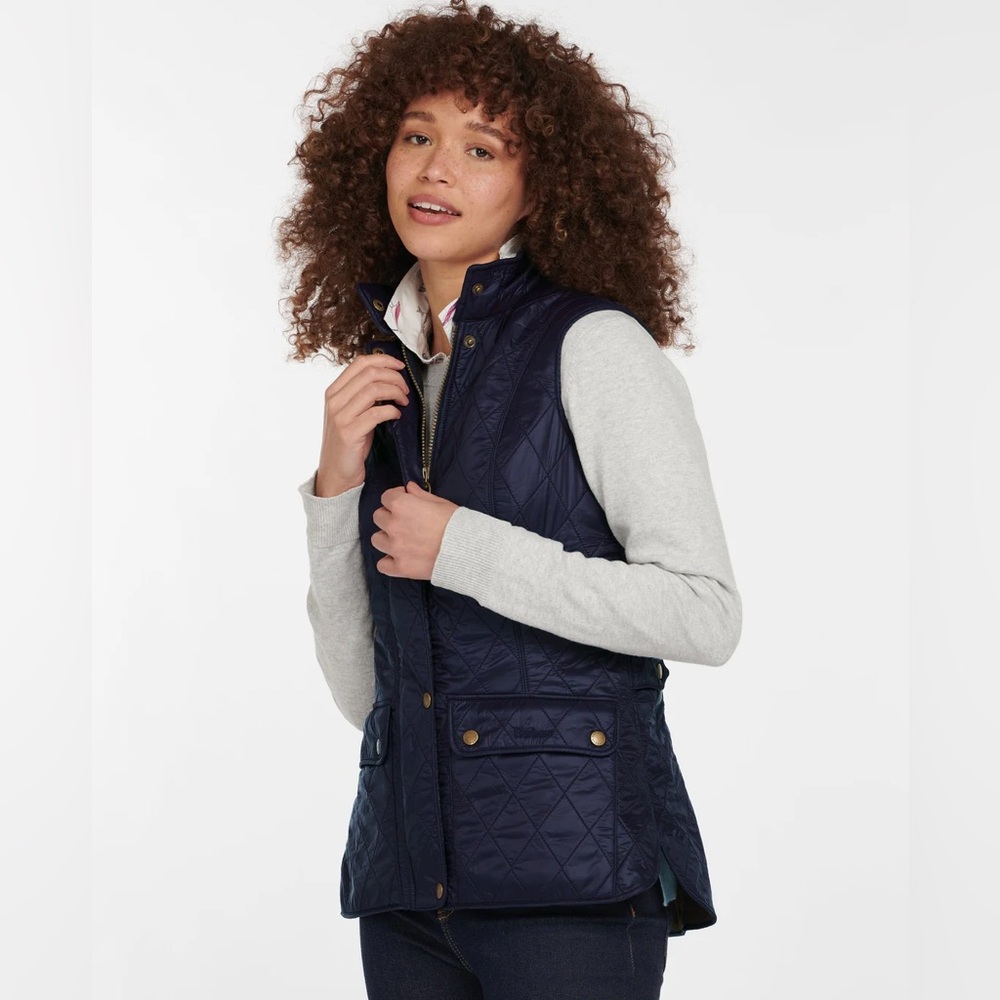 Barbour Women's Navy Blue Wray Gilet Quilted Fleece Lined Vest Size US 6